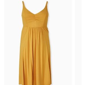 TORRID MUSTARD YELLOW SMOCKED SIDE MIDI Dress